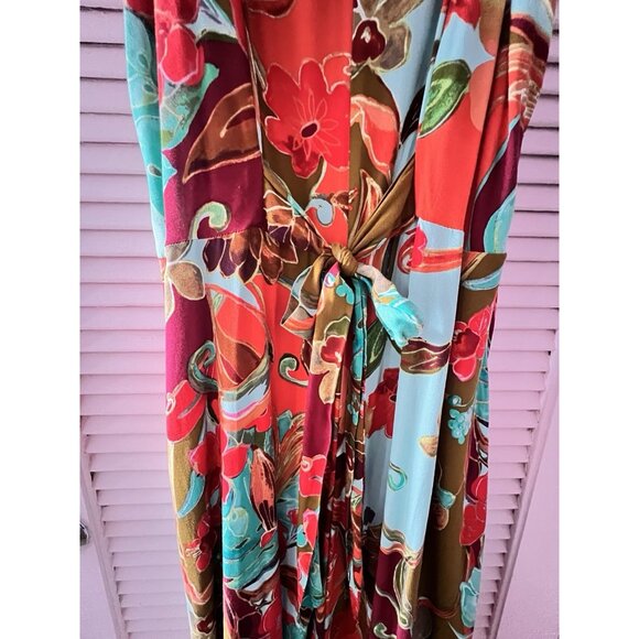 IVY STREET Sz XL Wide Leg JUMPSIUT Spaghetti Strap Tropical Floral Pockets NICE - Picture 14 of 16